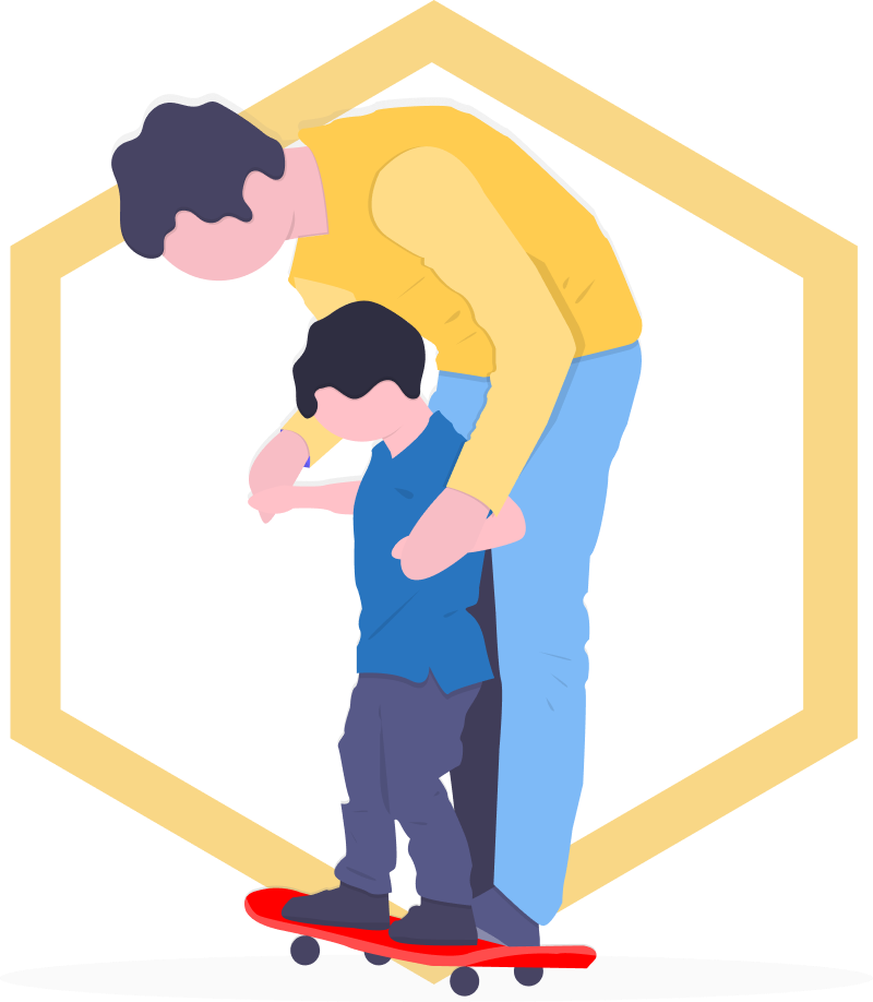Illustration of a father and a child