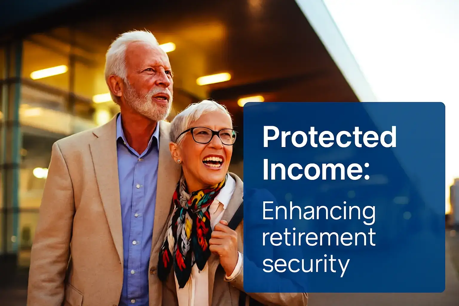 Two elderly people and a quote for protected income